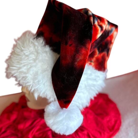 Handcrafted Santa Hat Tie Dye Hand Sewn Christmas Holiday Party Wear - Picture 2 of 7